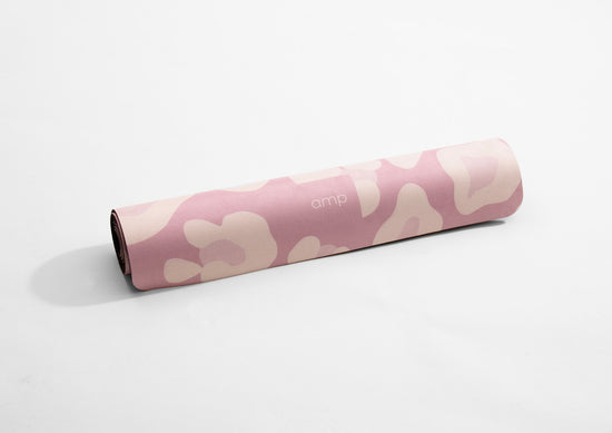 Amp Yoga mat pink leopard vegan suede